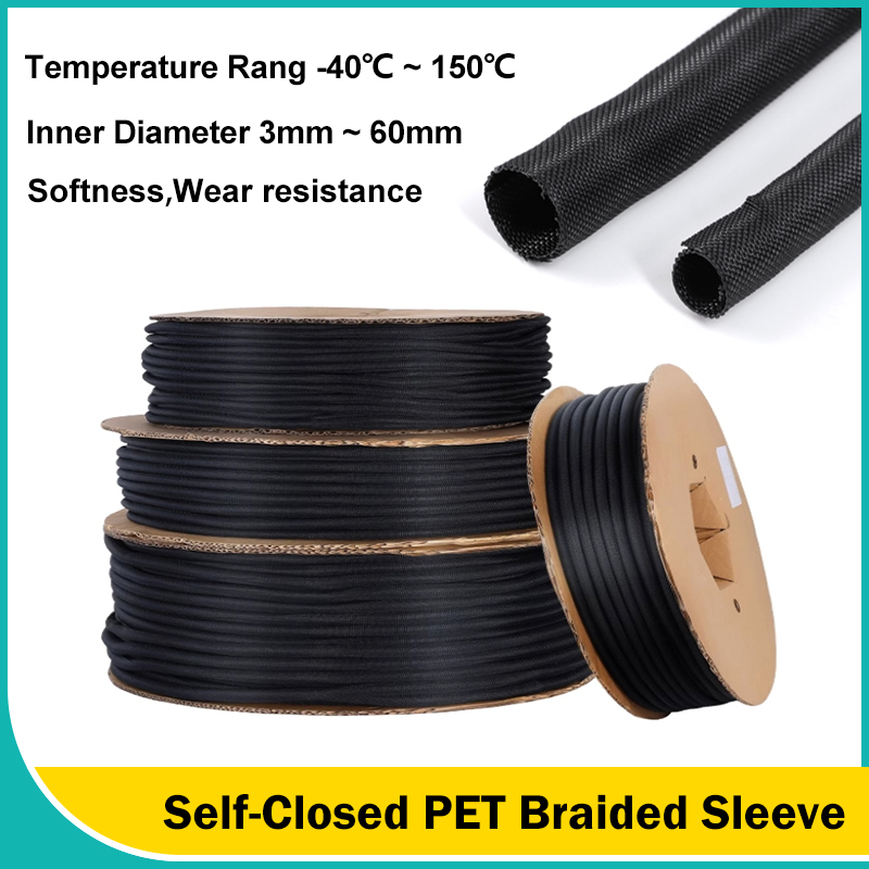 Cable Sleeve Braided - 3mm ~ 60mm Zwart Zelfsluitende PET
