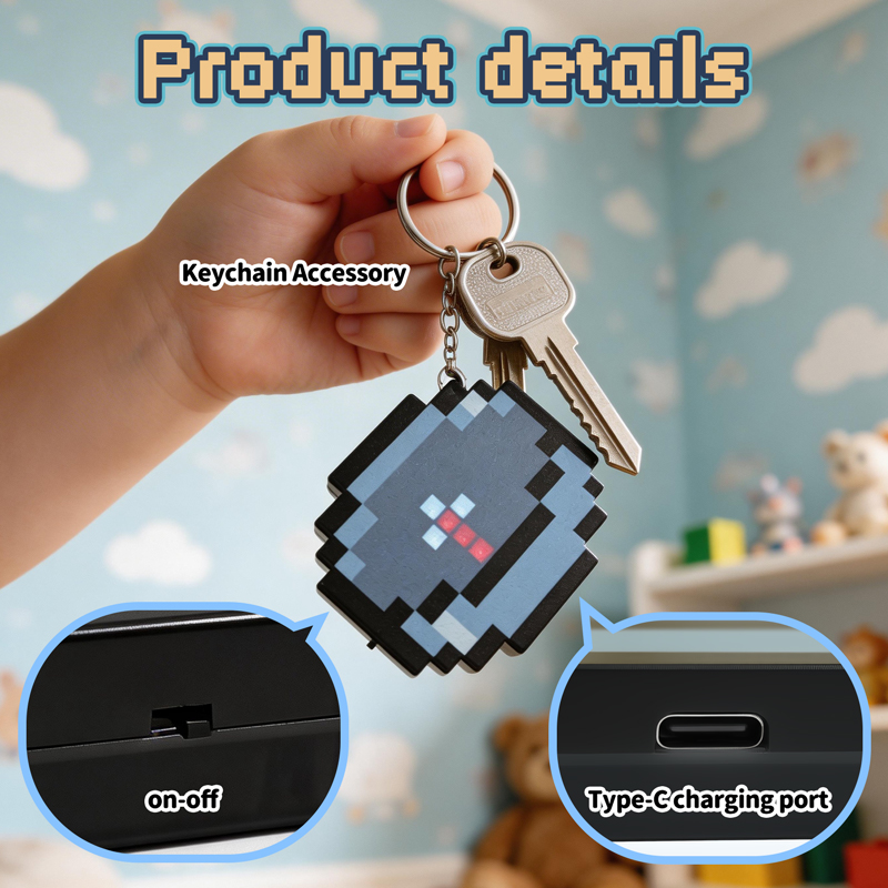 Gaming Accessories For 10 Year Old Boy - 2026 NIEUW Oplaadbaar Pixel Kompas Sleutelhanger