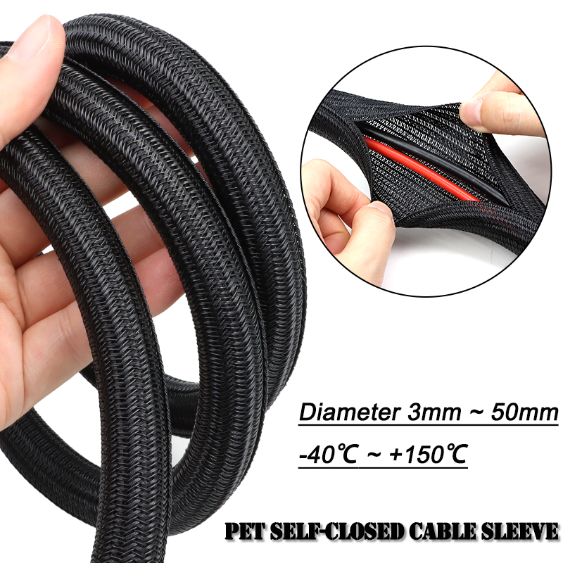 Cable Sleeve Braided - 3/5/9m Zwarte PET Gevlochten Hoes Diameter