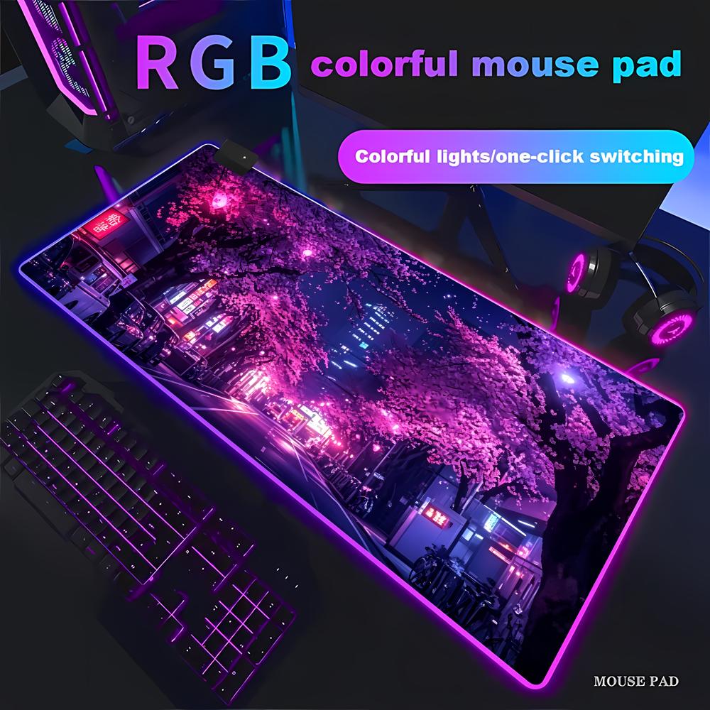 Gaming Accessories Officeworks - RGB-muismat Japanse straat Paars Sakura Werk