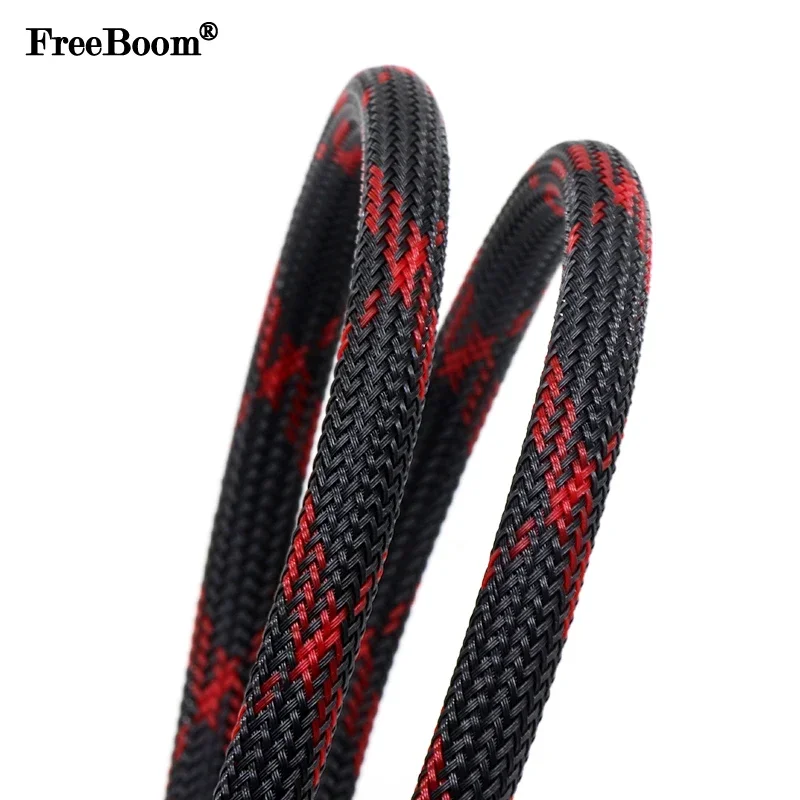1 ~ 50 m Zwart-Rood Kruis PET  - Cable Sleeve Braided recensie en prijs
