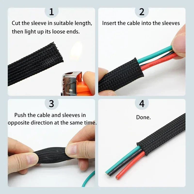 1 ~ 50 m Zwart-Rood Kruis PET  - Cable Sleeve Braided recensie en prijs