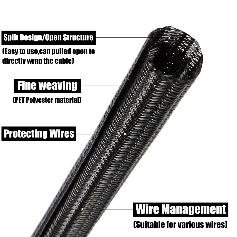 3/5/9m Zwarte PET Gevlochten H - Cable Sleeve Braided recensie en prijs