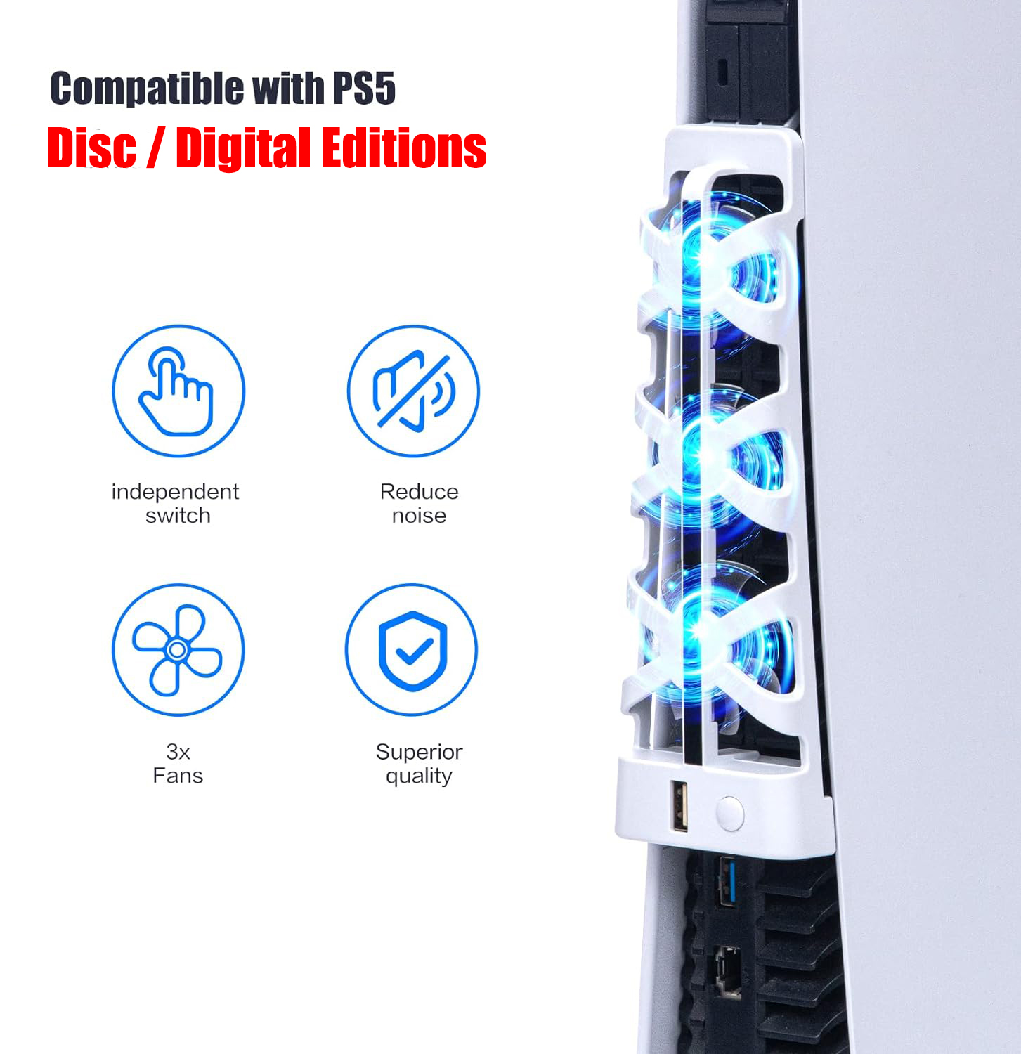 Voor PS5 Stille koelventilator - Gaming Accessories Led recensie en prijs
